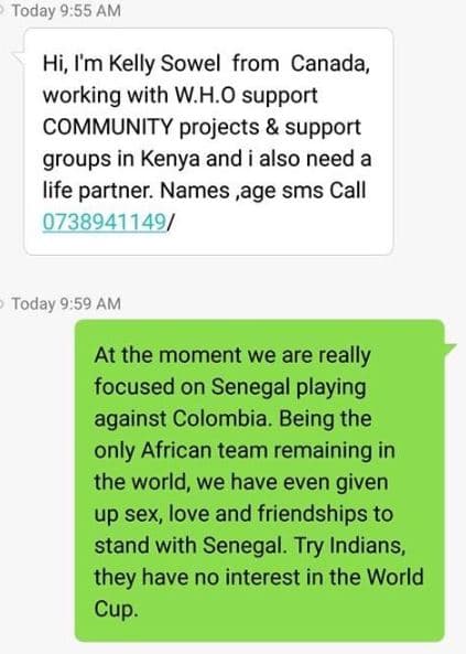 Today 9.55 am hi, im kelly sowel from canada, working with w.h.o support communi