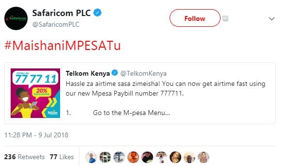 Safaricom plc safaricomplc follow maishanimpesatu telkom kenya telkomkenya 77 77