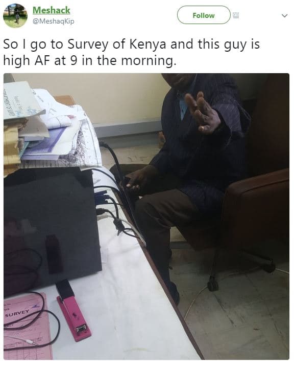 Meshack meshaqkip follow so g0 to survey of kenya and this guy is high af at 9 i