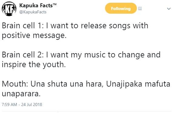 Kapuka facts kapukafacts folllewing brain cell 1 want to release songs with posi
