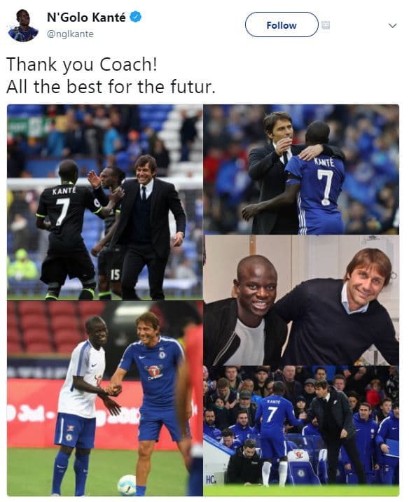 N'golo kanté nglkante follow thank you coach! all the best for the futur. awte 7
