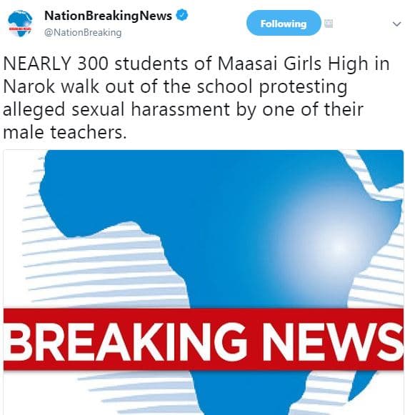 Nationbreakingnews nationbreaking following nearly 300 students of maasai girls