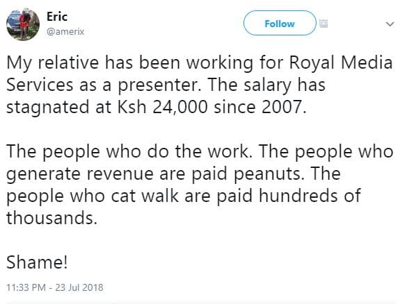 Eric amerix follow my relative has been working for royal media services as a pr