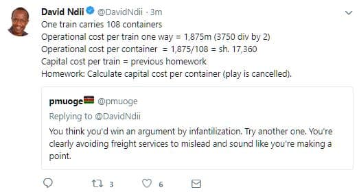David ndii davidndii 3m one train carries 108 containers operationa cost per tra