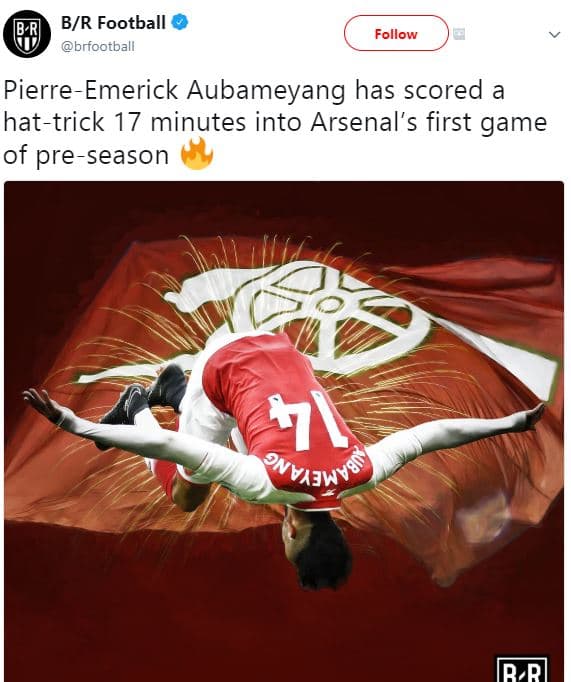 Br football brfootball follow pierreemerick aubameyang has scored hattrick 17 mi