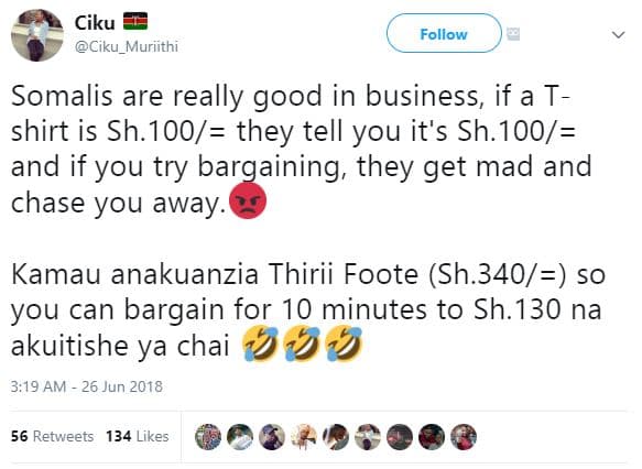 Ciku ciku_muriithi follow somalis are really good in business if a t shirt is sh