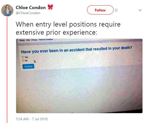 Chloe condon chloecondon follow when entry level positions require extensive pri