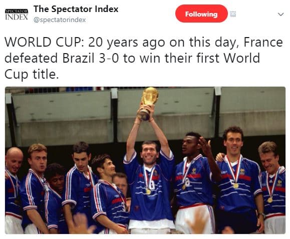 Juk the spectator index index spectatorindex following world cup 20 years ago on