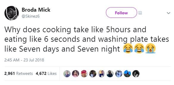 Broda mick skinez6 follow why does cooking take like shours and eating like 6 se