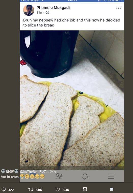 Phemelo mokgadi 1hr bruh my nephew had one job and this how he decided to slice