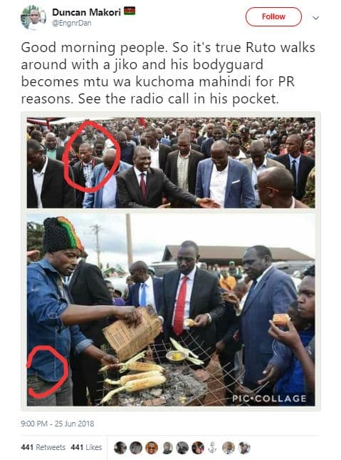Duncan makori ergnrdan follow good morning people. so it's true ruto walks aroun