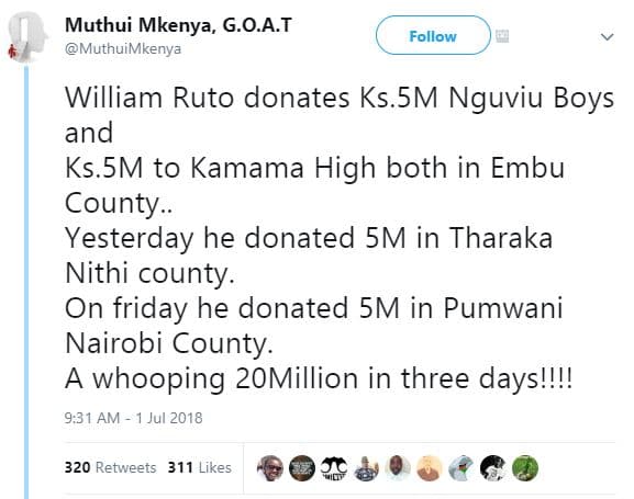 Muthui mkenya, g.o.a.t muthuimkenya follow william ruto donates ks.sm nguviu boy