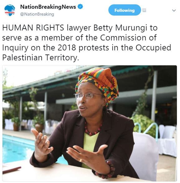 Nationbreakingnews nationbreaking following human rights lawyer betty murungi to