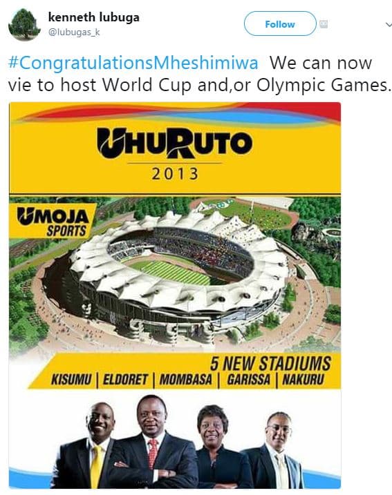 Kenneth lubuga lubugas_k follow congratulationsmheshimiwa we can now vie to host