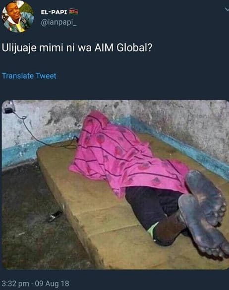 Elpapi ianpapi _ ulijuaje mimi ni wa aim global? translate tweet 3.32 pm ' 09 au