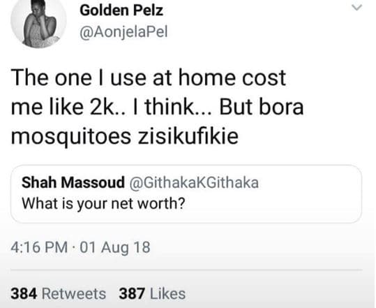 Golden pelz aonjelapel the one use at home cost me like 2k. think. but bora mosq