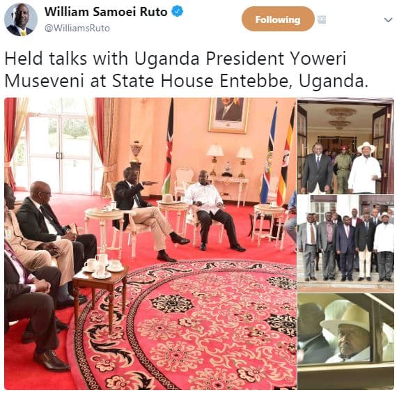 William samoei ruto williamsruto following held talks with uganda president yowe