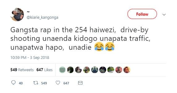 Follow kiarie_kangonga gangsta rap in the 254 haiwezi driveby shooting unaenda k