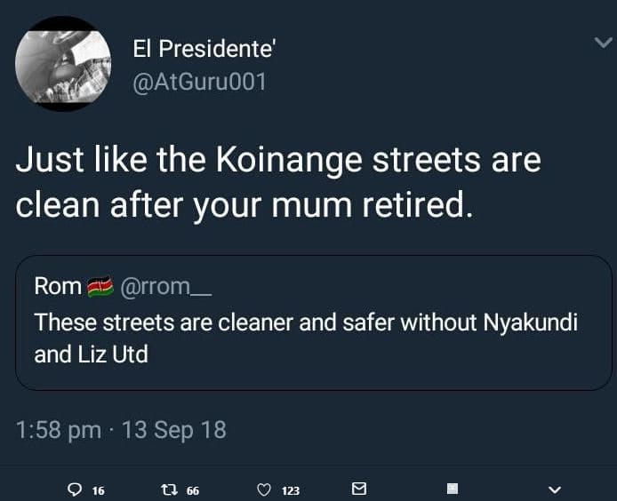 El presidente' atguruoo1 just like the koinange streets are clean after your mum