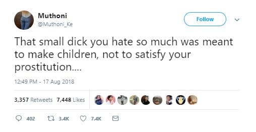 Muthoni muthoni_ke follow that small dick you hate so much was meant to make chi