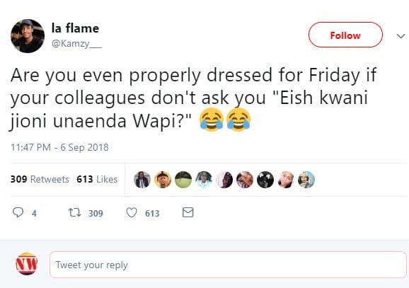 La flame kamzy follow are you even properly dressed for friday if your colleague