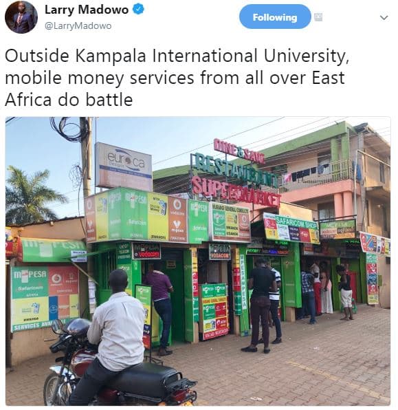 Larry madowo larrymadowo following outside kampala international university, mob