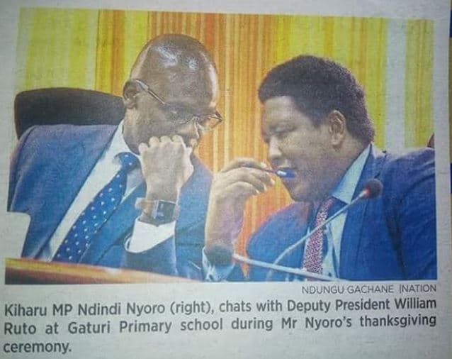 Ndungu gachane ination kiharu mp ndindi nyoro right, chats with deputy president