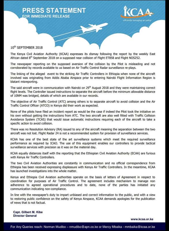 Press statement for immediate release kca4 effficiertly managing afr salely . 10