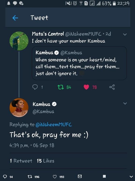 0 63 22,29 tweet mata's control inaheemmufc ' 2d idon'have your number kambua ka