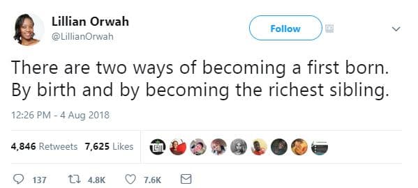 Lillian orwah lillianorwah follow there are two ways of becoming a first born by