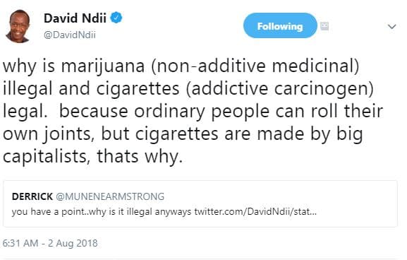 David ndii davidndii following why is marijuana nonadditive medicinal illegal an