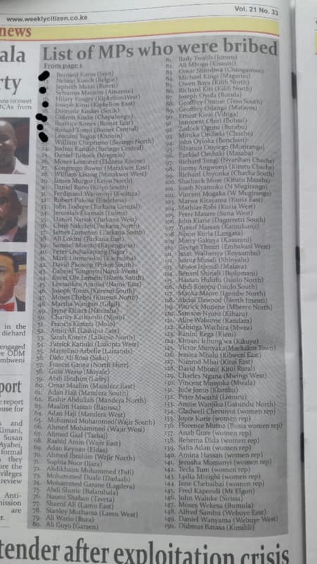 Vol 21 no j3 wivw weoklycitizen co ke ews bribed list of mps who were ala iluly