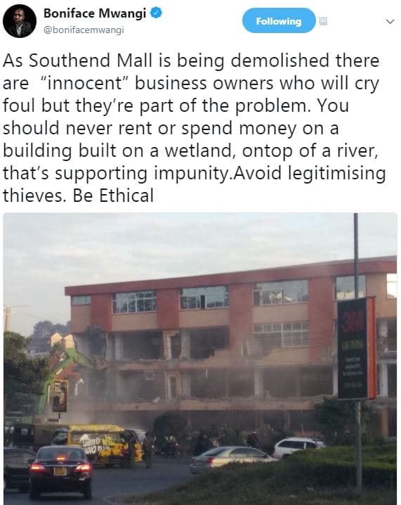 Boniface mwangi bonifacemwangi following as southend mall is being demolished th