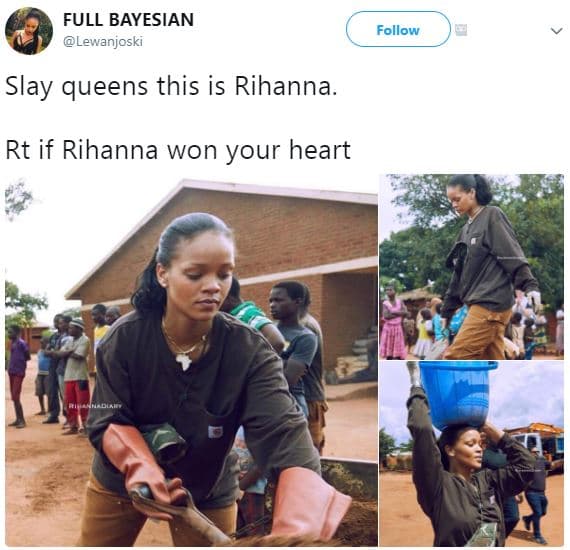 Full bayesian lewanjoski follow slay queens this is rihanna. rt if rihanna won y