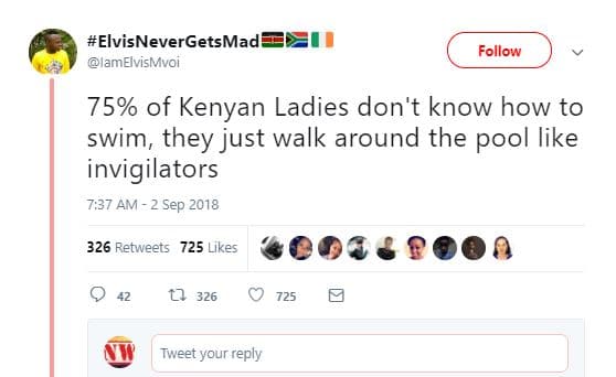 Elvisnevergetsmad lamelvismvoi follow 75 of kenyan ladies don't know how to swim
