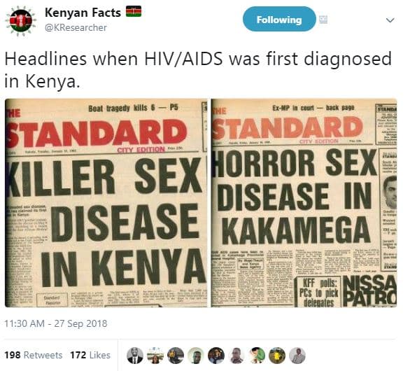 Kenyan facts kresearcher following headlines when hiviaids was first diagnosed i