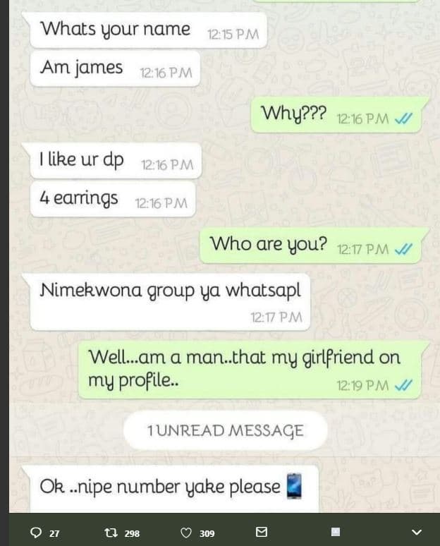 Whats your name 12.15 pm am james 12.16 pm why??? 12.16 pm like ur dp 1216 pm 4