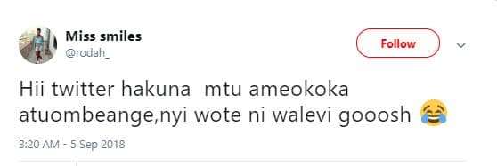 Miss smiles rooah follow hii twitter hakuna mtu ameokoka atuombeange nyi wote ni