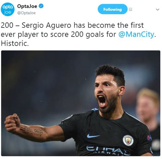Opto optajoe loe optaloe following 200 sergio aguero has become the first ever p