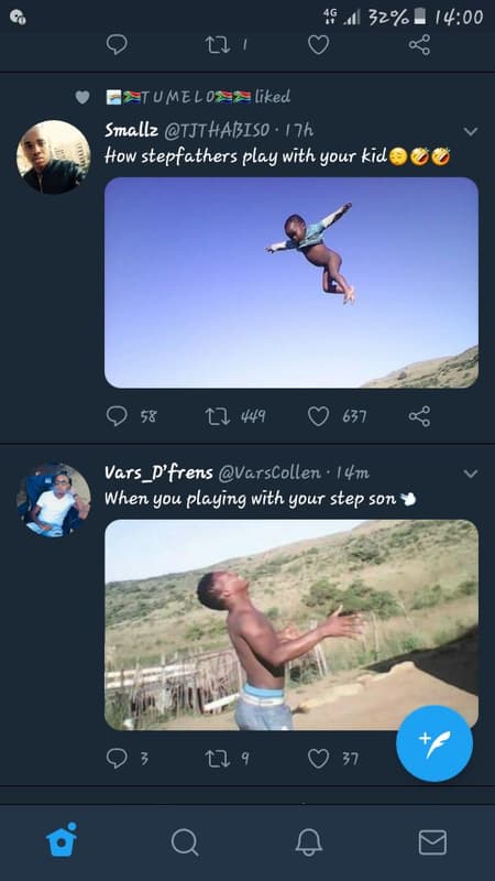 32 14.00 1 umeloee2 liked smallz tjthabiso 17h ow stepfathers play with your kid