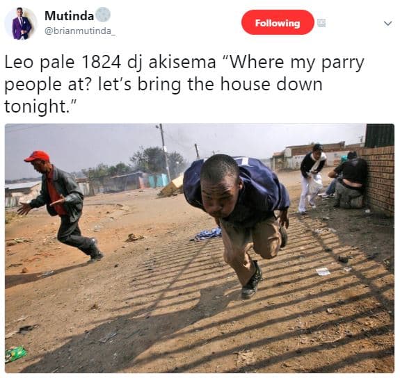 Mutinda brianmutinda following leo pale dj akisema where my parry people at? let