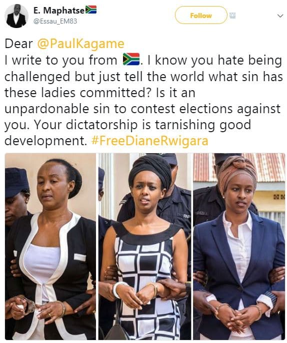 E. maphatse essau_em83 follow dear paulkagame write to you from know you hate be