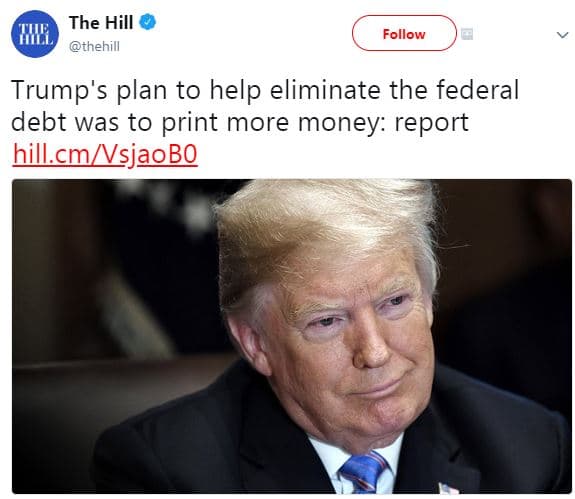 The hill thehill follow trump's plan to help eliminate the federal debt was to p