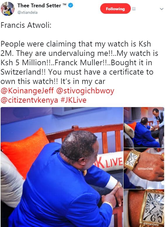 Thee trend setter xtlanoela following francis atwoli people were claiming that m