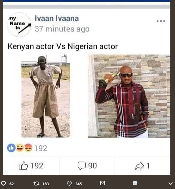 Ny name ivaan ivaana 37 minutes ago kenyan actor vs nigerian actor 192 192 90 0