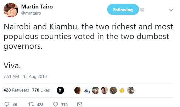 Martin tairo mmtairo following nairobi and kiambu, the two richest and most popu