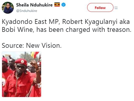 Sheila nduhukire snduhukire follow kyadondo east mp , robert kyagulanyi aka bobi