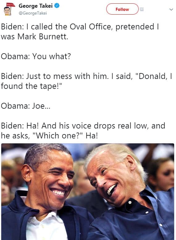 George takei georgetakei follow biden called the oval office pretended was mark