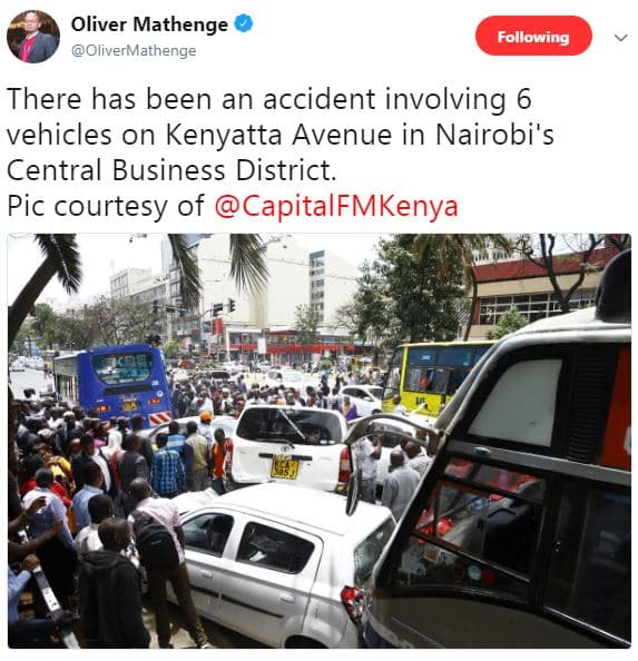 Oliver mathenge olivermathenge following there has been an accident involving 6