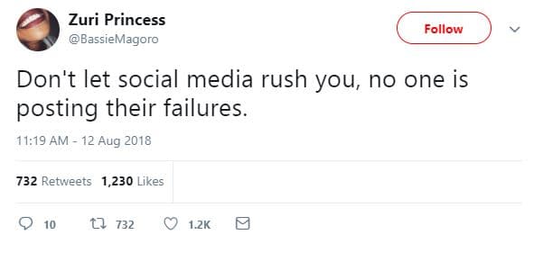 Zuri princess bassiemagoro follow don't let social media rush you, no one is pos